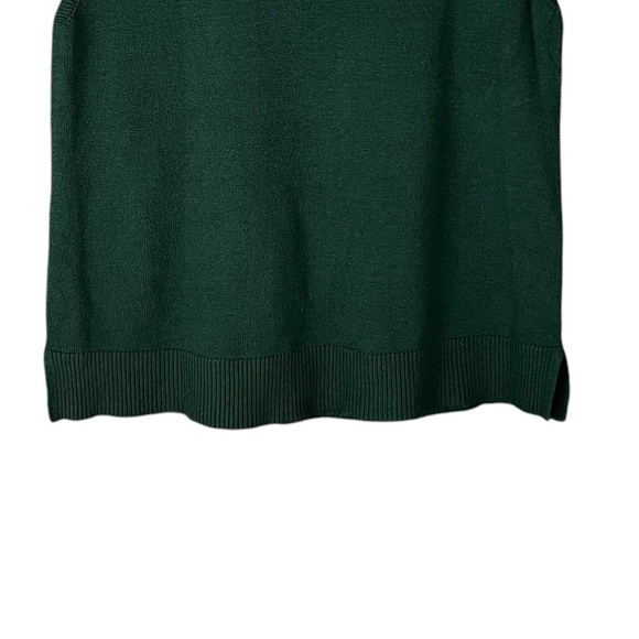 NewMax Studio Sleeveless Knit Sweater Vest L Hunter Green High Neck Ribbed Trim - Picture 4 of 12